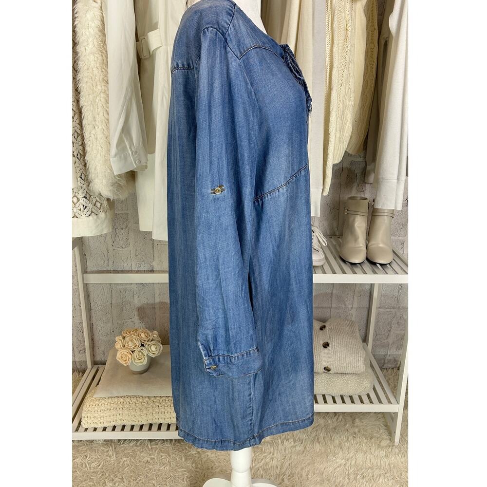 Velvet Heart Women's Size M Chambray Lace Up Roll Tab Sleeve Dress #0239 - Picture 4 of 14